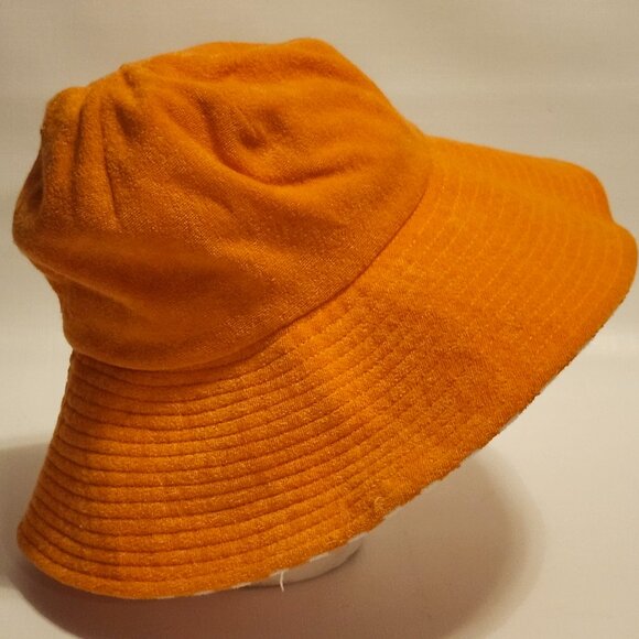 FUN MUDD Headware Orange and White Sun Hat Bucket Hat Wide Brim OS Terrycloth - Picture 7 of 8